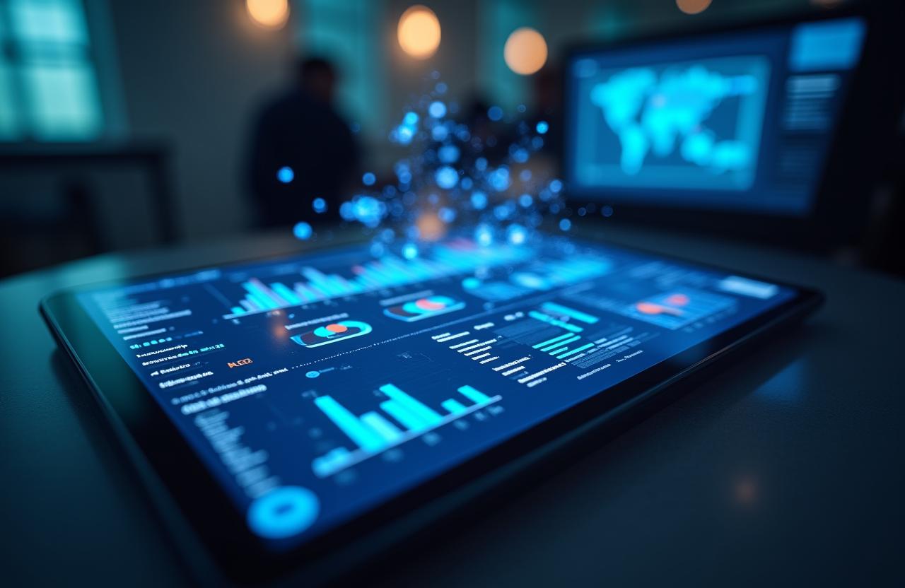 AI-powered predictive data visualization interface showing growth trends